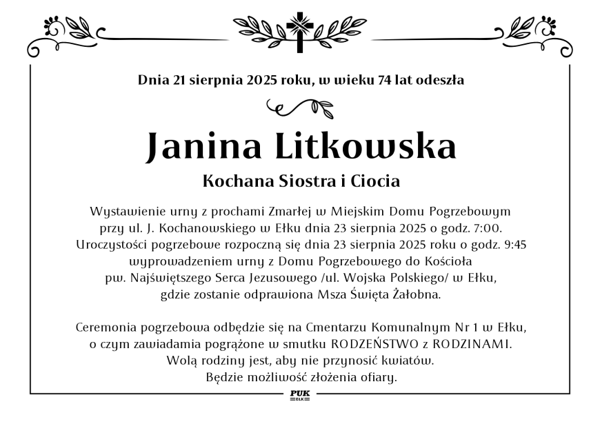 Janina Litkowska - nekrolog